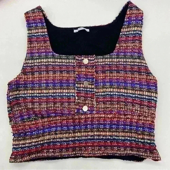 Zara Women’s Multicolor Dressy Crop Top Size L - Picture 1 of 7